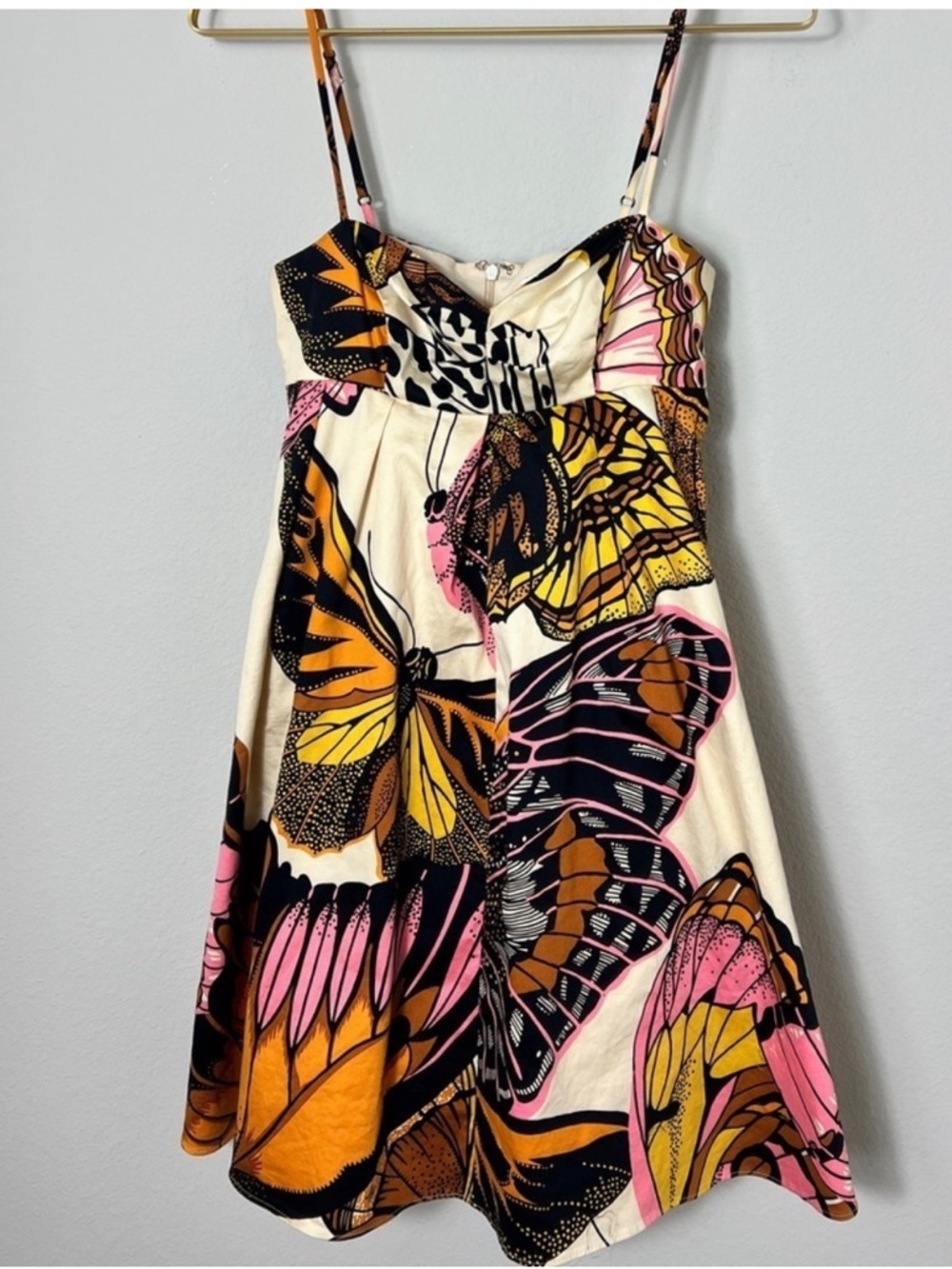 VTG Betsey Johnson Y2K Butterfly Print Mini Dress Empire Waist Sundress Size 0 - Picture 7 of 11